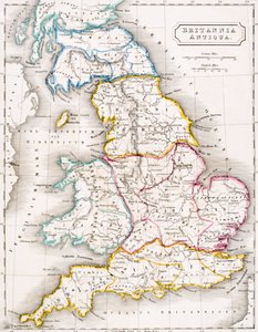 サミュエルバトラーによる「古代地理のアトラス」からのイギリス、ブリタニアアンティクアの地図、ロンドンで出版されたc.1829